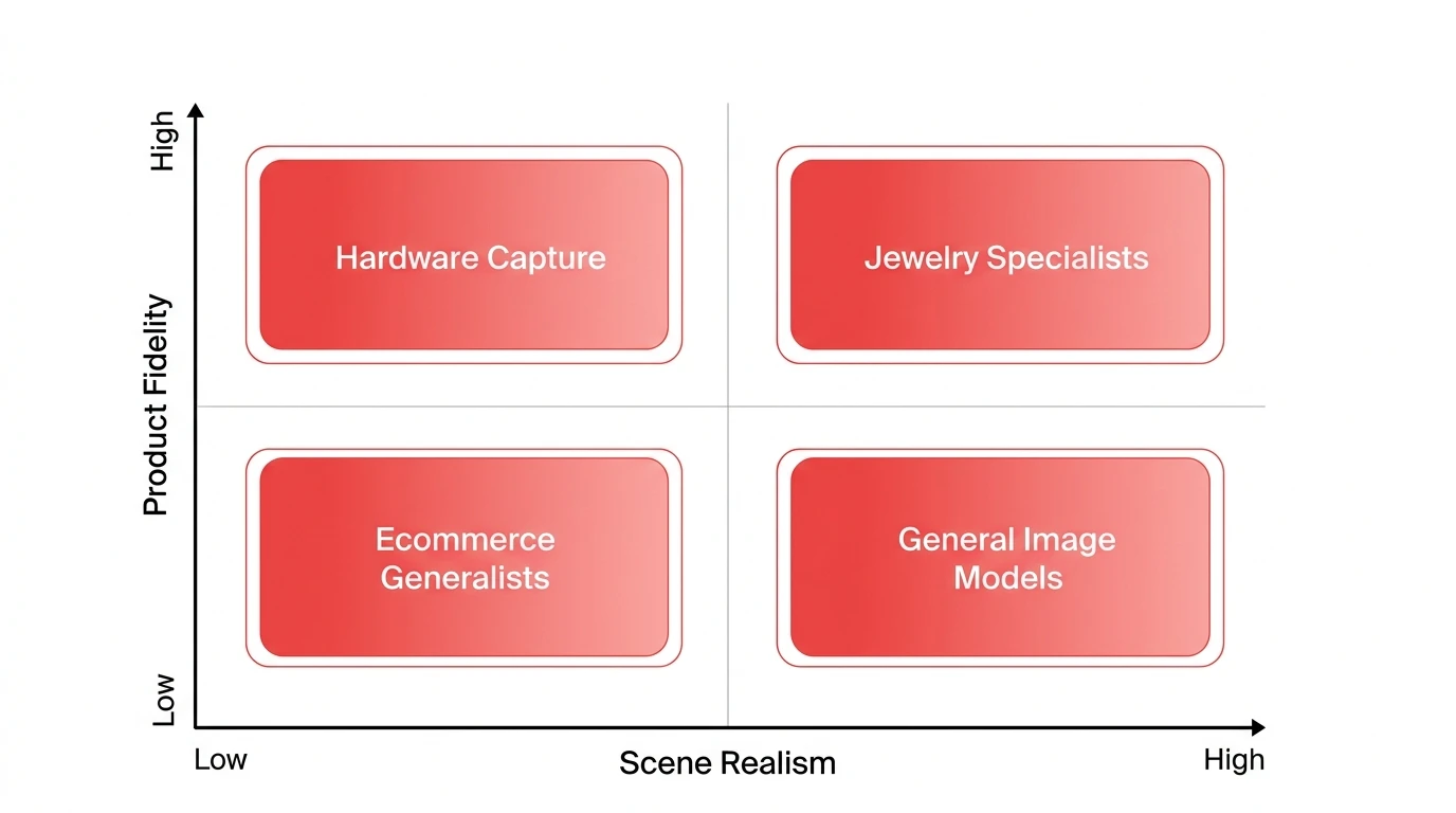 The Four Tiers of AI Jewelry Photography Tools